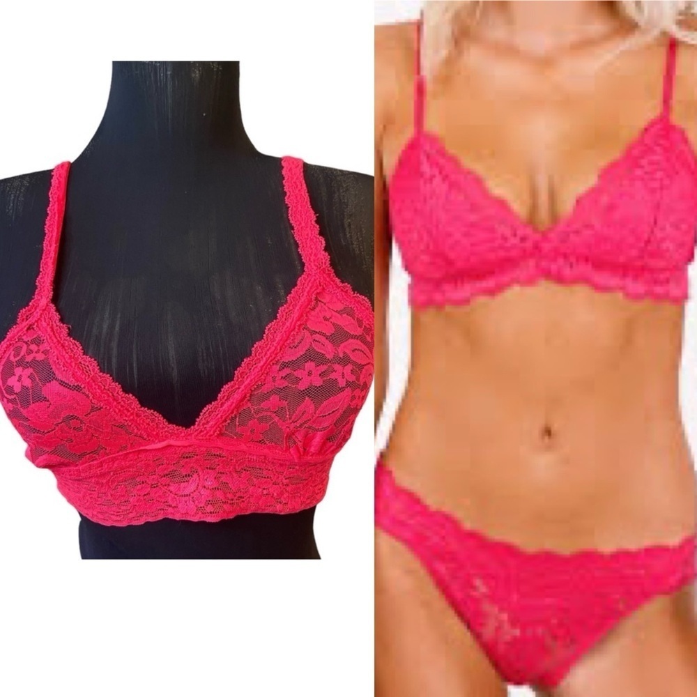 Anemone Lace Hot Pink Red Bra S/M